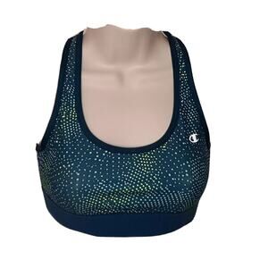 Champion Sports Bra Womens Size Medium Blue Polka Dot Medium Support Racerback